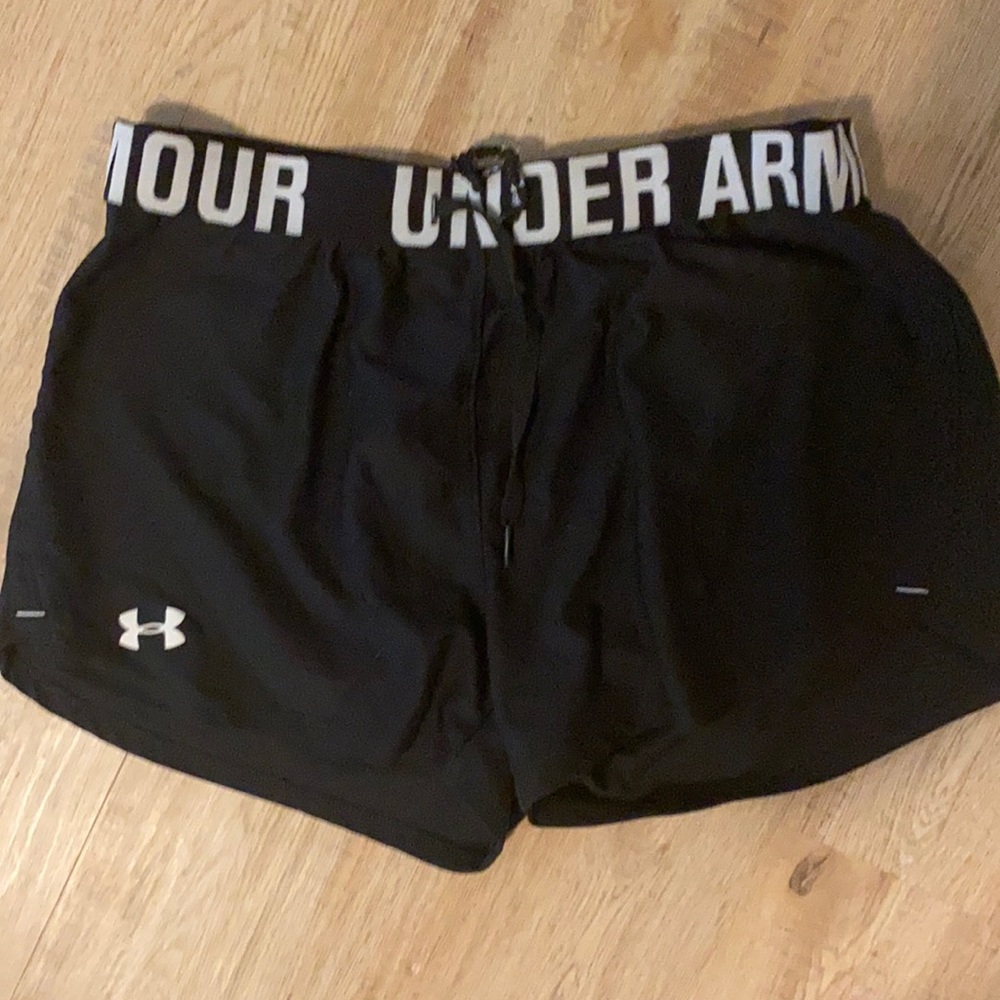 Under Armour Black Women's Athletic Shorts with White Logo